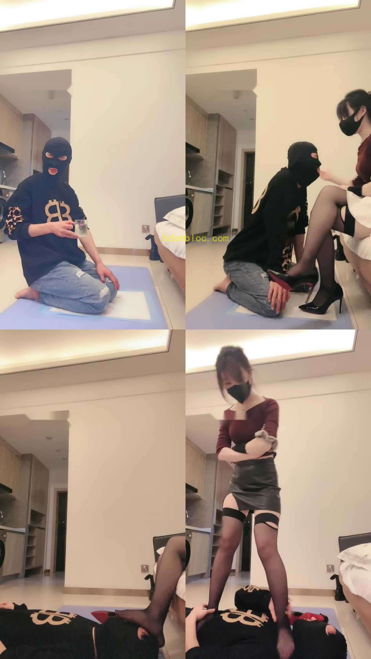 【不期而遇】闻舔黑丝脚/踩踏/强制圣水虐小白狗