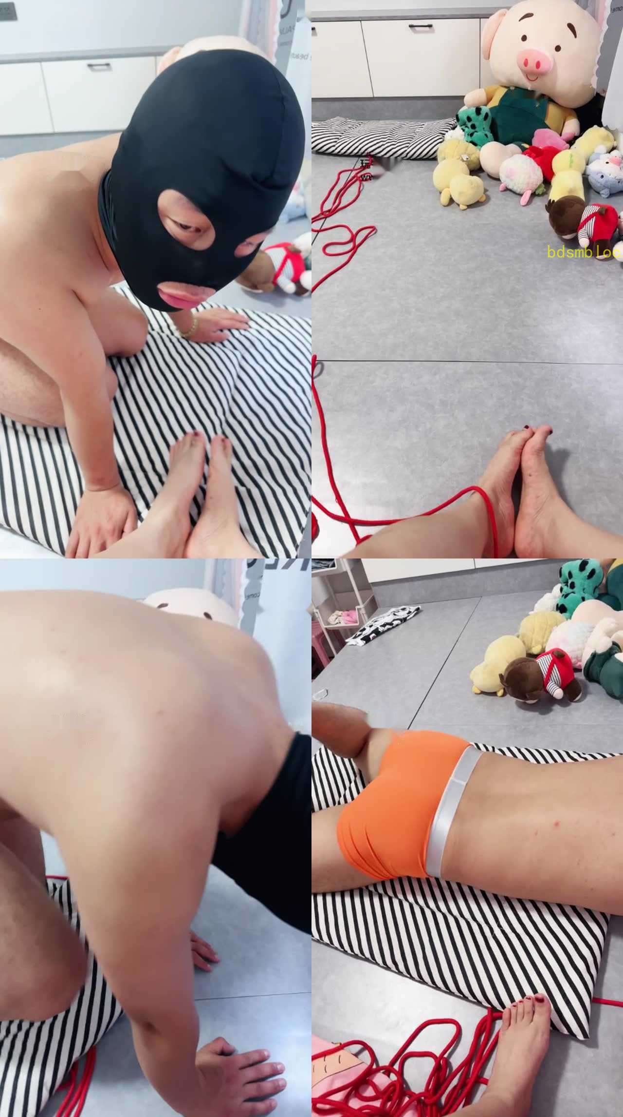 【恩恩】舔圣水/绳子当狗链/玉足踩虐