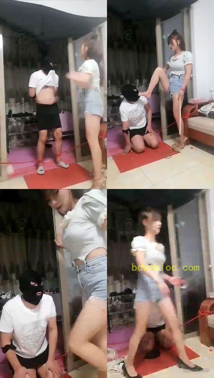 【贵阳女王夏天】暴打贱狗，踢裆，耳光，裸足喂食