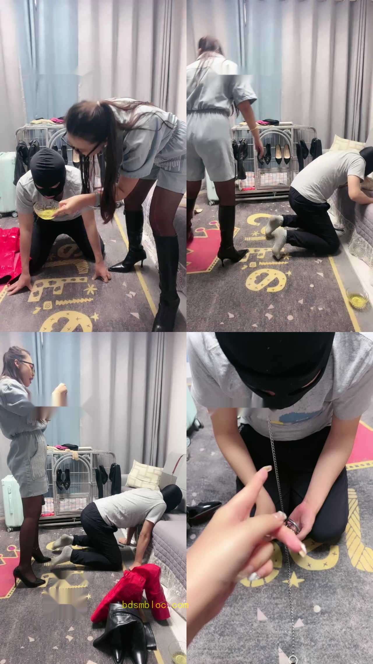 【伊兮夫妻】关狗笼/赏赐圣水/提档/丝袜塞嘴/高跟踩乳