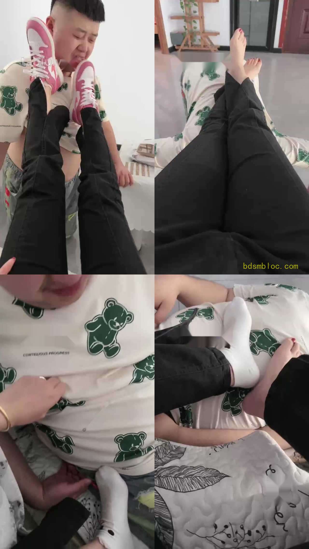 【奈奈s】舔粉色运动鞋/棉袜脚踩踏/虐乳/当脚垫