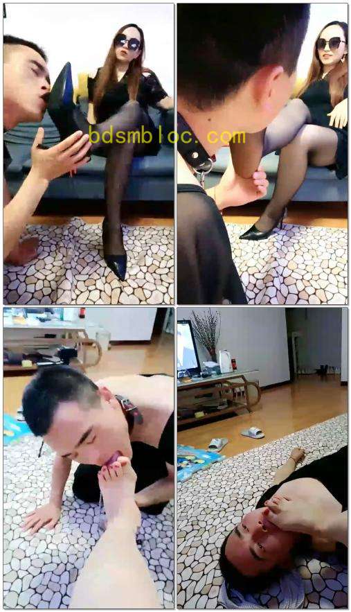 【兰州平凡S】调教贱狗东西，舔鞋，高跟插嘴，口水
