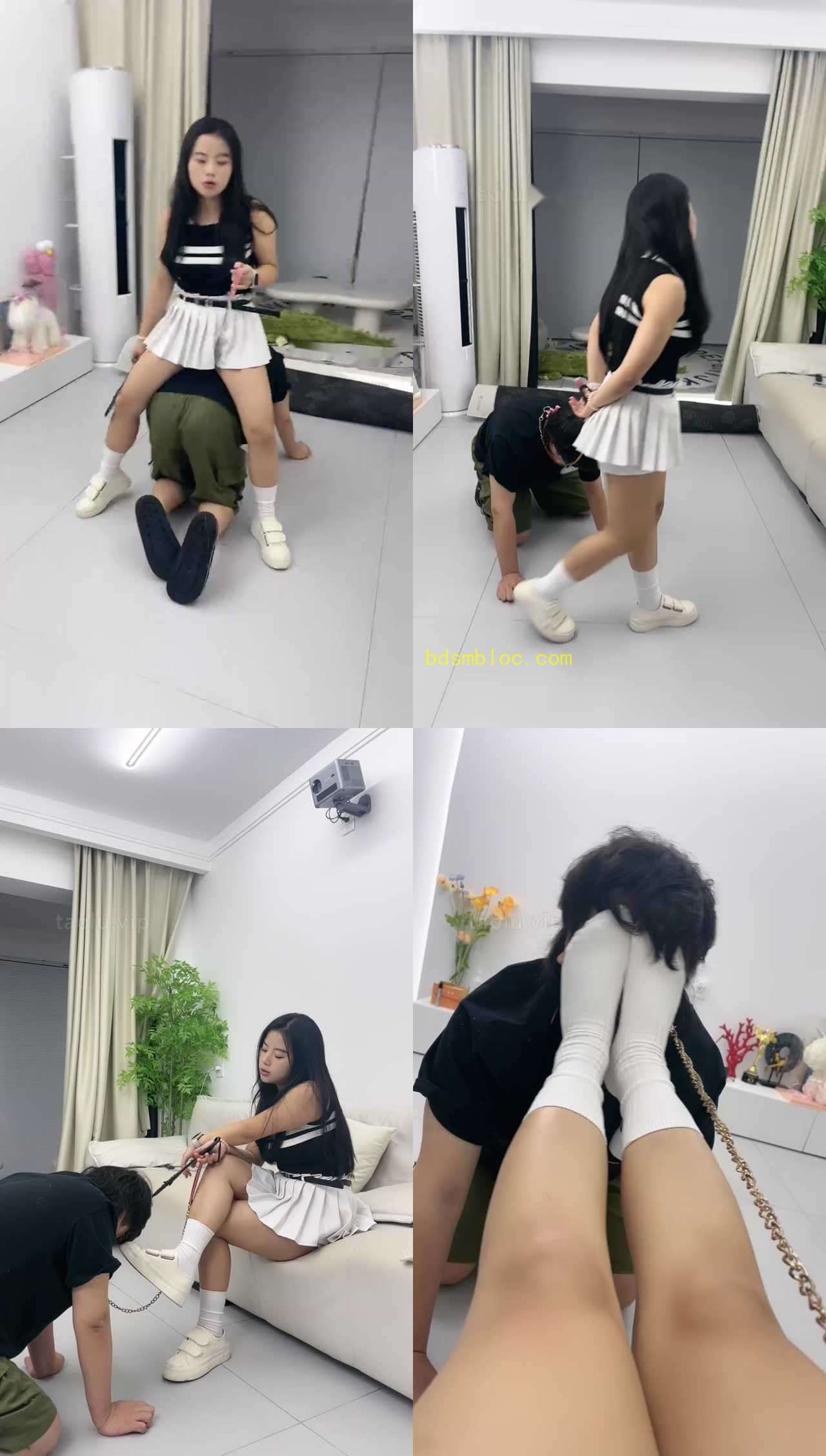 【伊诺】白鞋白袜踩/狗链遛狗/臭脚捂脸