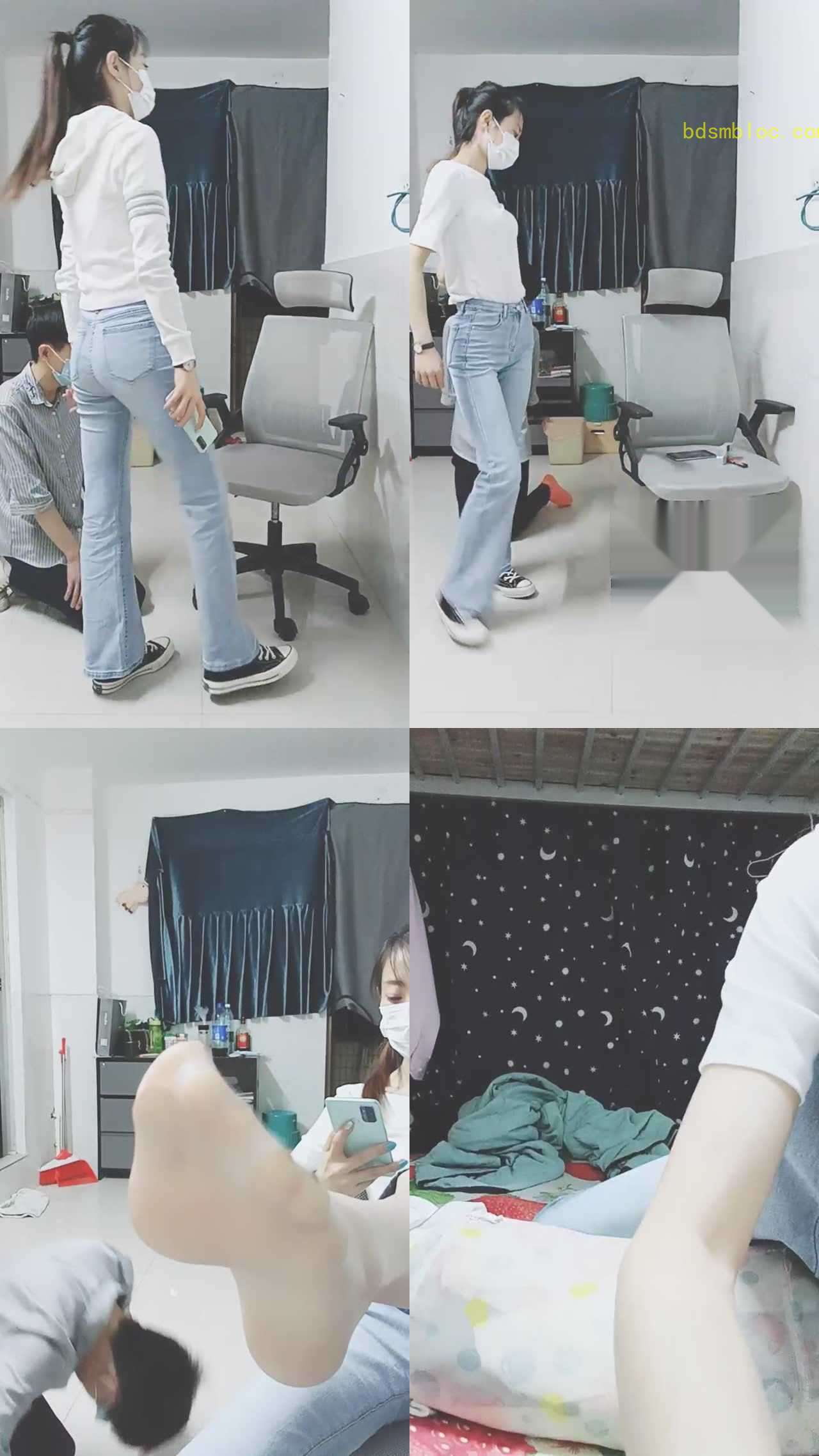 【美娜格格】帆布鞋白袜裸足欺负小奶狗