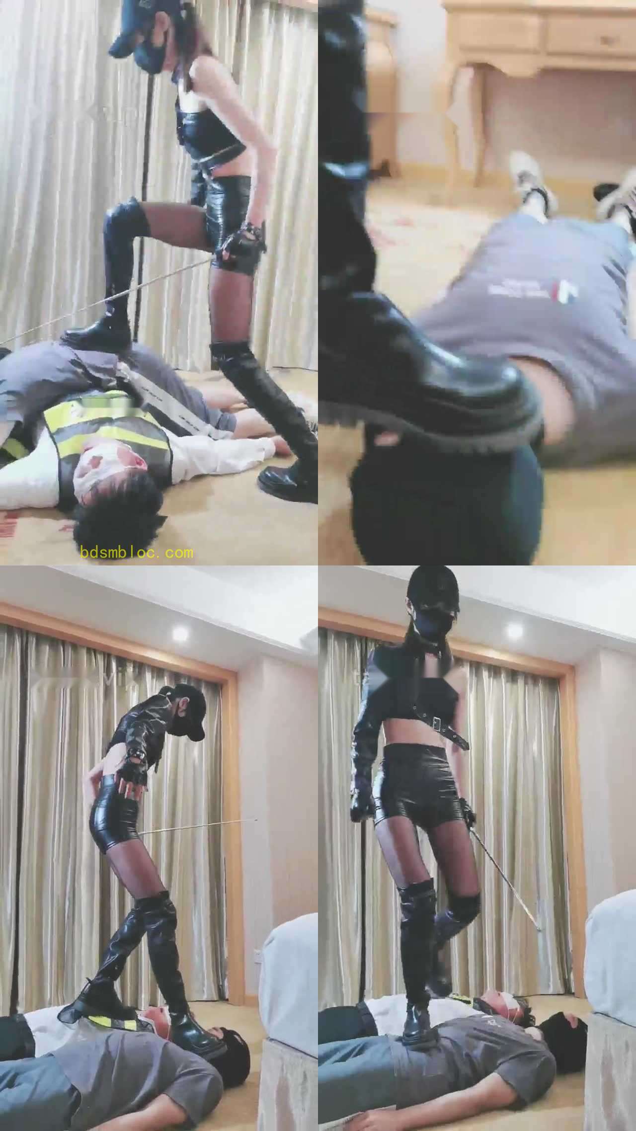 【美娜格格】暴力调教双奴 踹头 靴子踩踏 深喉
