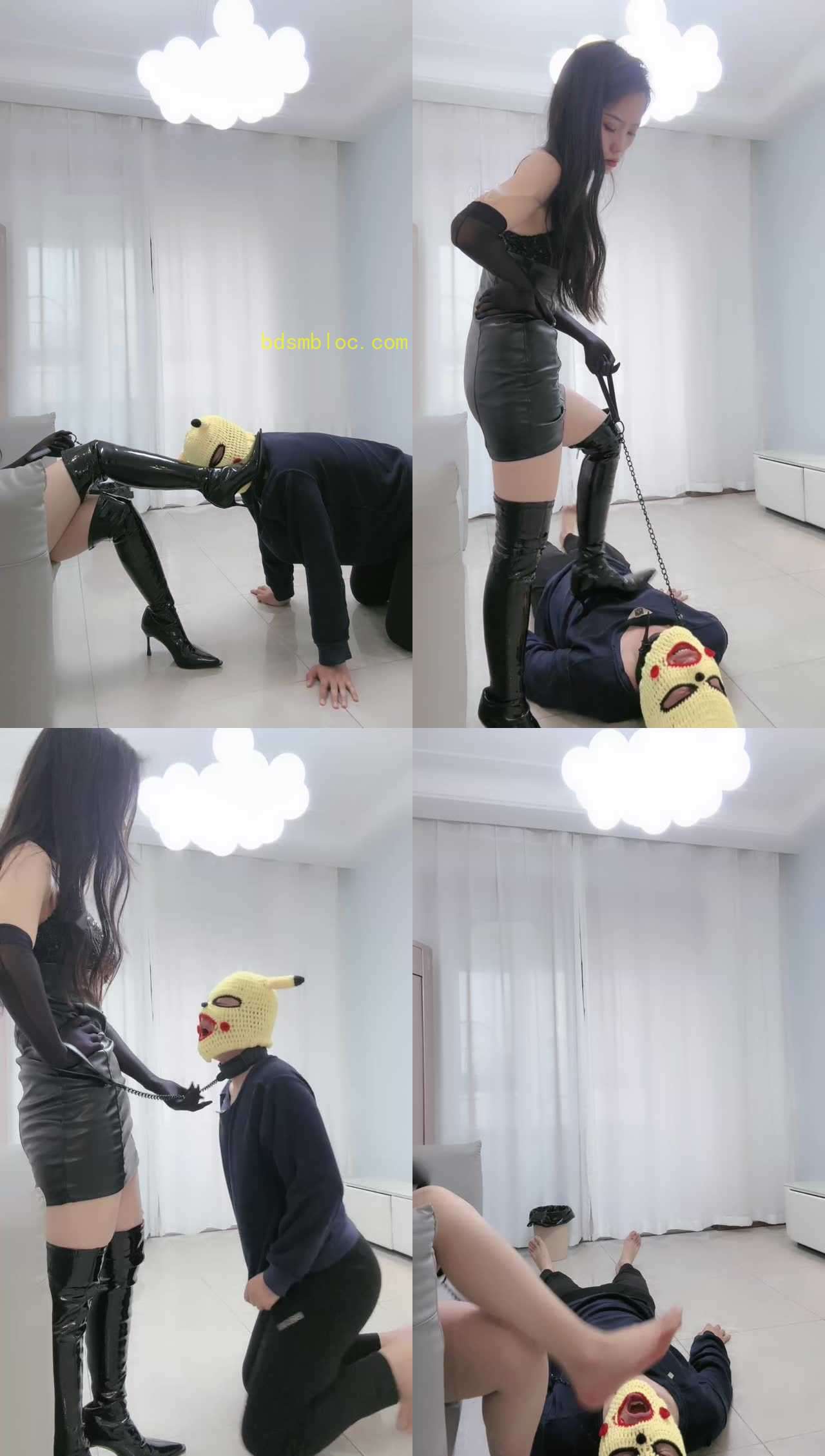 【晚晚】女王装鞭训-高跟皮靴踩踏插嘴/深喉喂浓痰