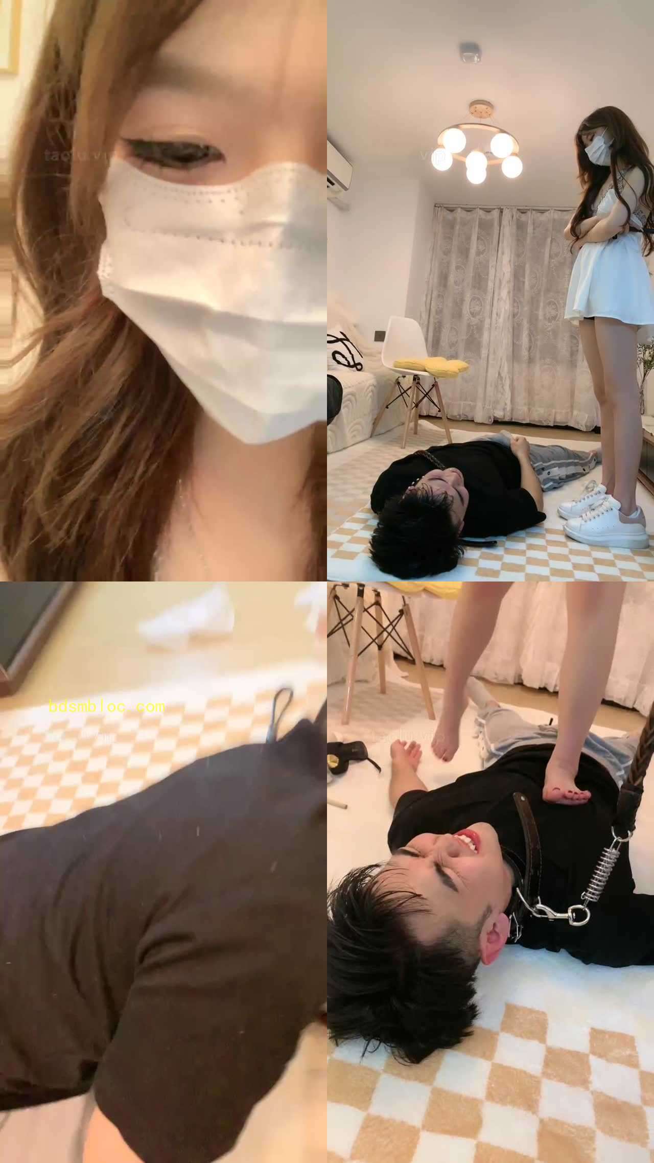 【甜甜】黑丝玩臭屌丝-耳光/踩踏/提档sp/吃烟头/踩狗舌