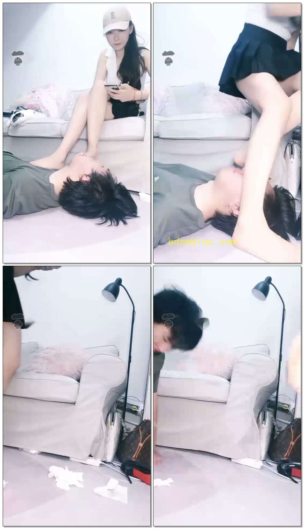 【久瑶女神】脚深喉插吐踩脸，吐了一地毯,应该让贱狗自己吃掉【41分13秒】