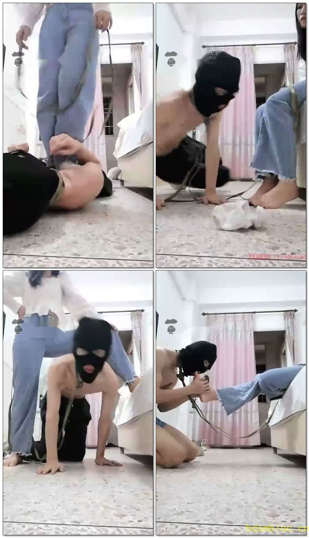 【有知小主】在主子胯下发出狗叫声，舔靴子，棉袜踩，舔美脚