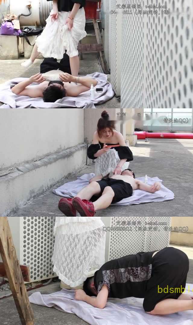 【黑丝诱惑】【晓俞】素人篇：大二学生晓俞阳台室外虐乳闻鞋脏鞋踩头