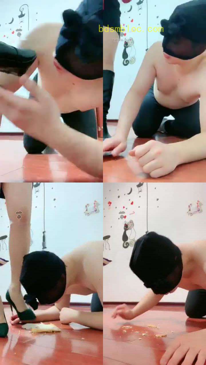 【宛凝】调教清理鞋底灰丝足喂食口水羞辱
