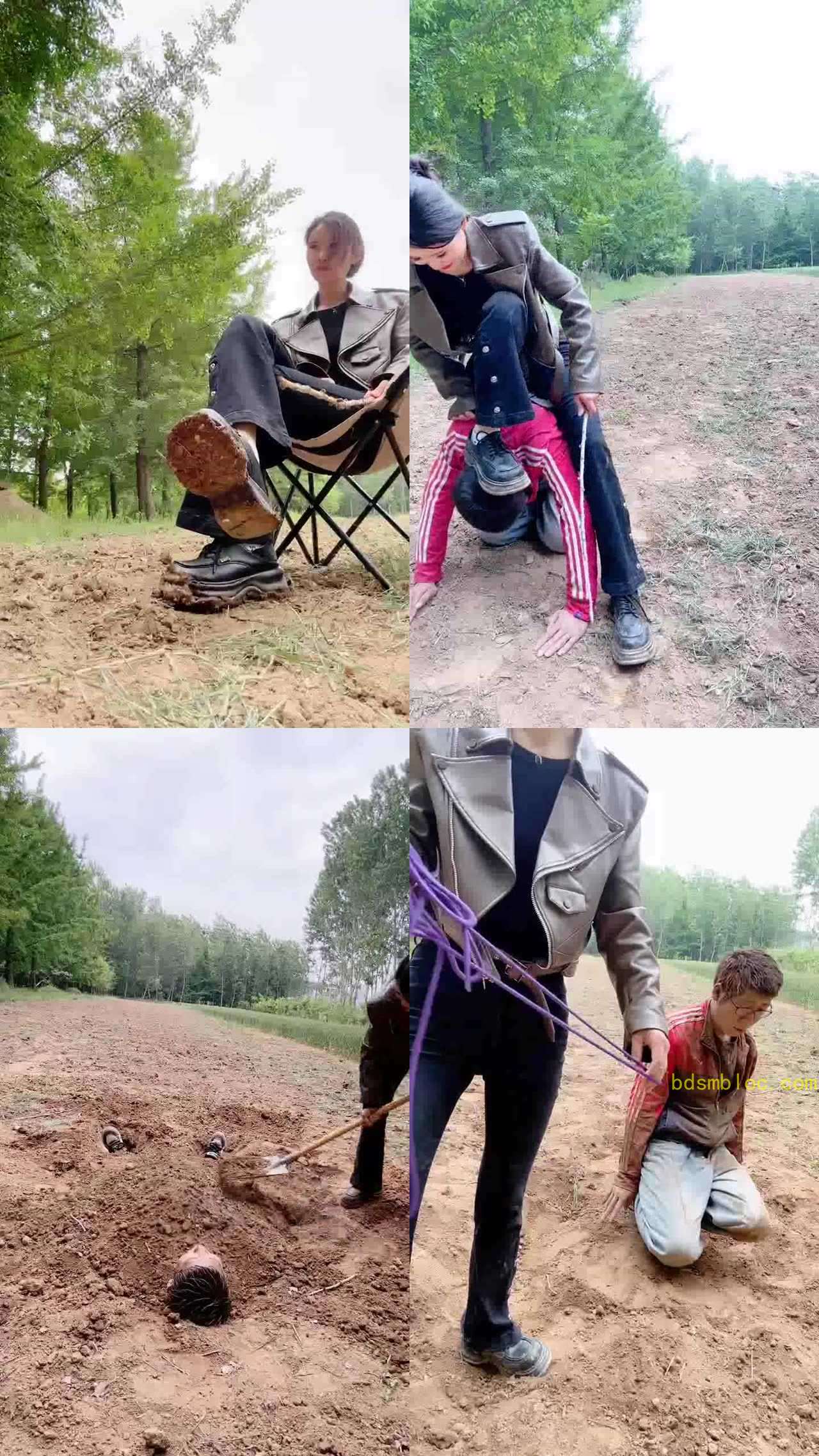 【孤傲女帝】户外调-泥巴超脏鞋底舔/耳光/藤条抽/骑马狗爬/活埋