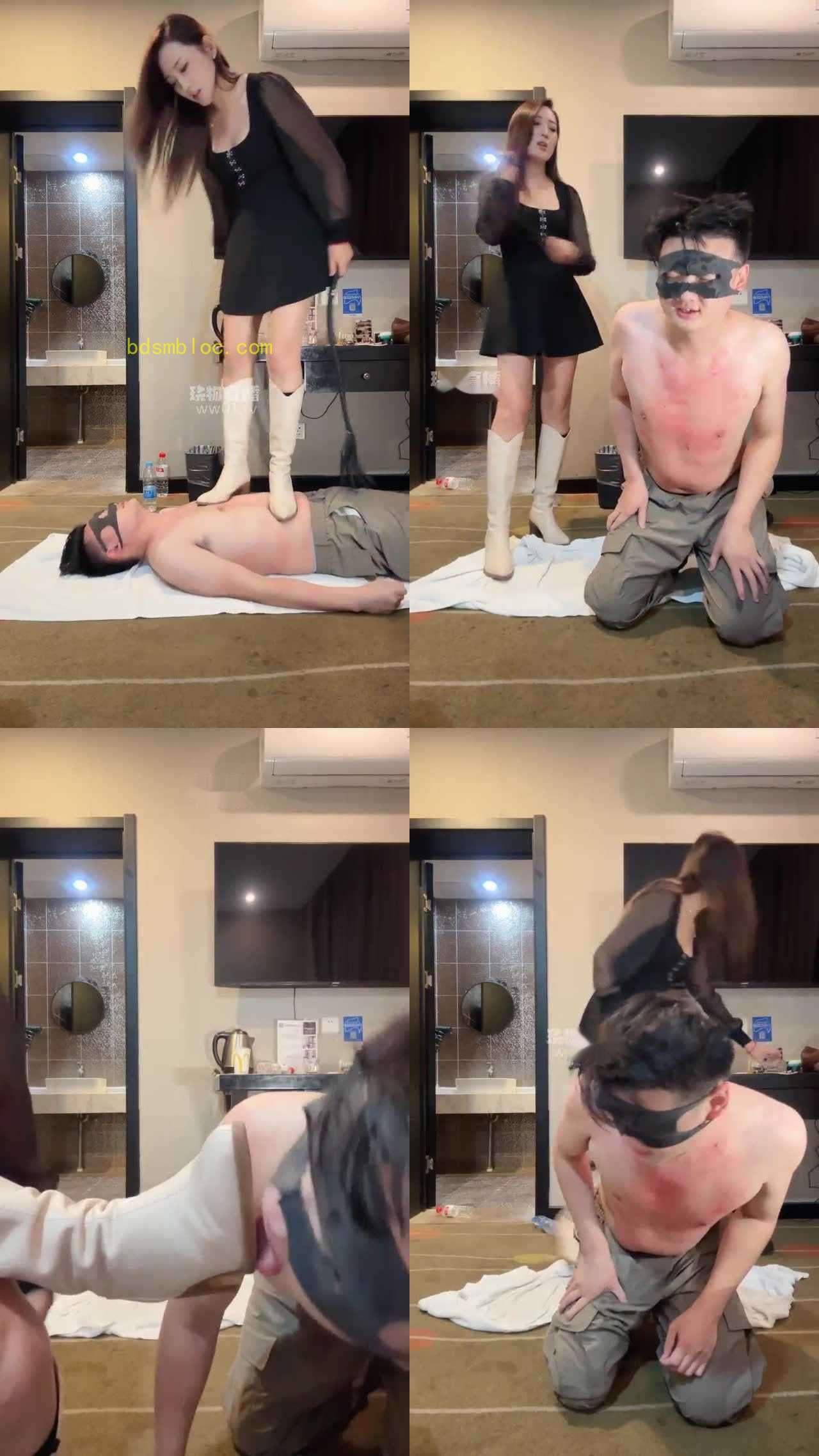 【妙可】调教 长靴暴力踹踢 狠踩口水喂食