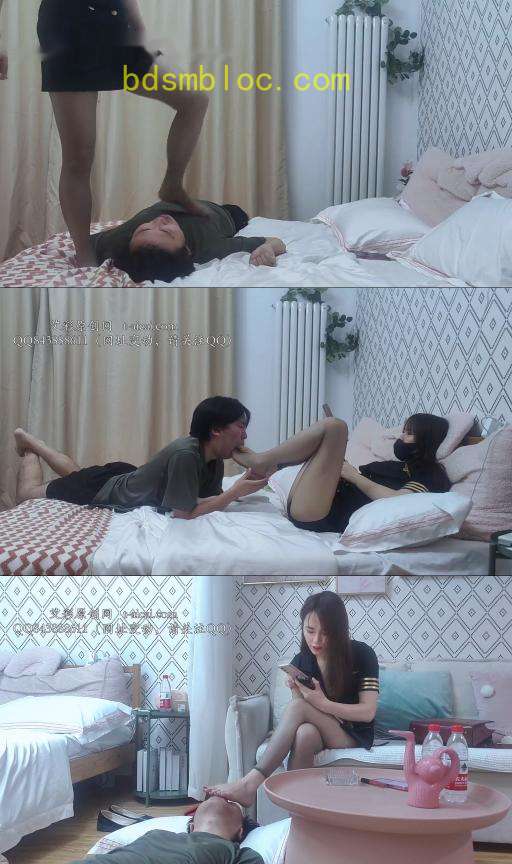 【清雅女王】灰丝脚深喉夹舌头脚耳光虐家奴
