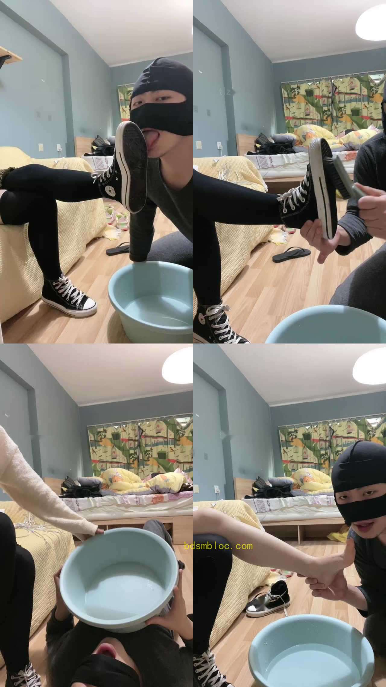 【黑泽兮】狗舌清理脏匡威原味脚