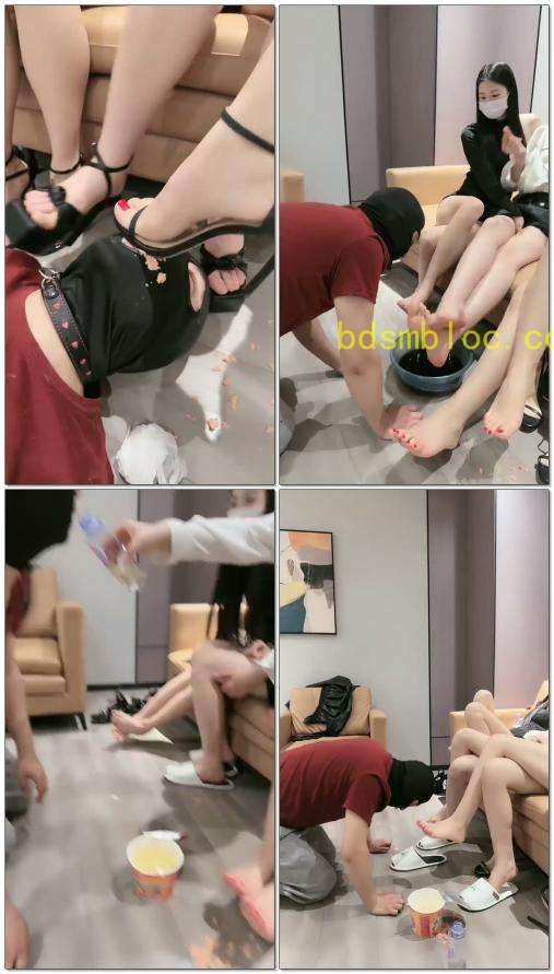 【虞姬】3个女王的极致羞辱圣水泡面口水咀嚼物可乐洗脚水