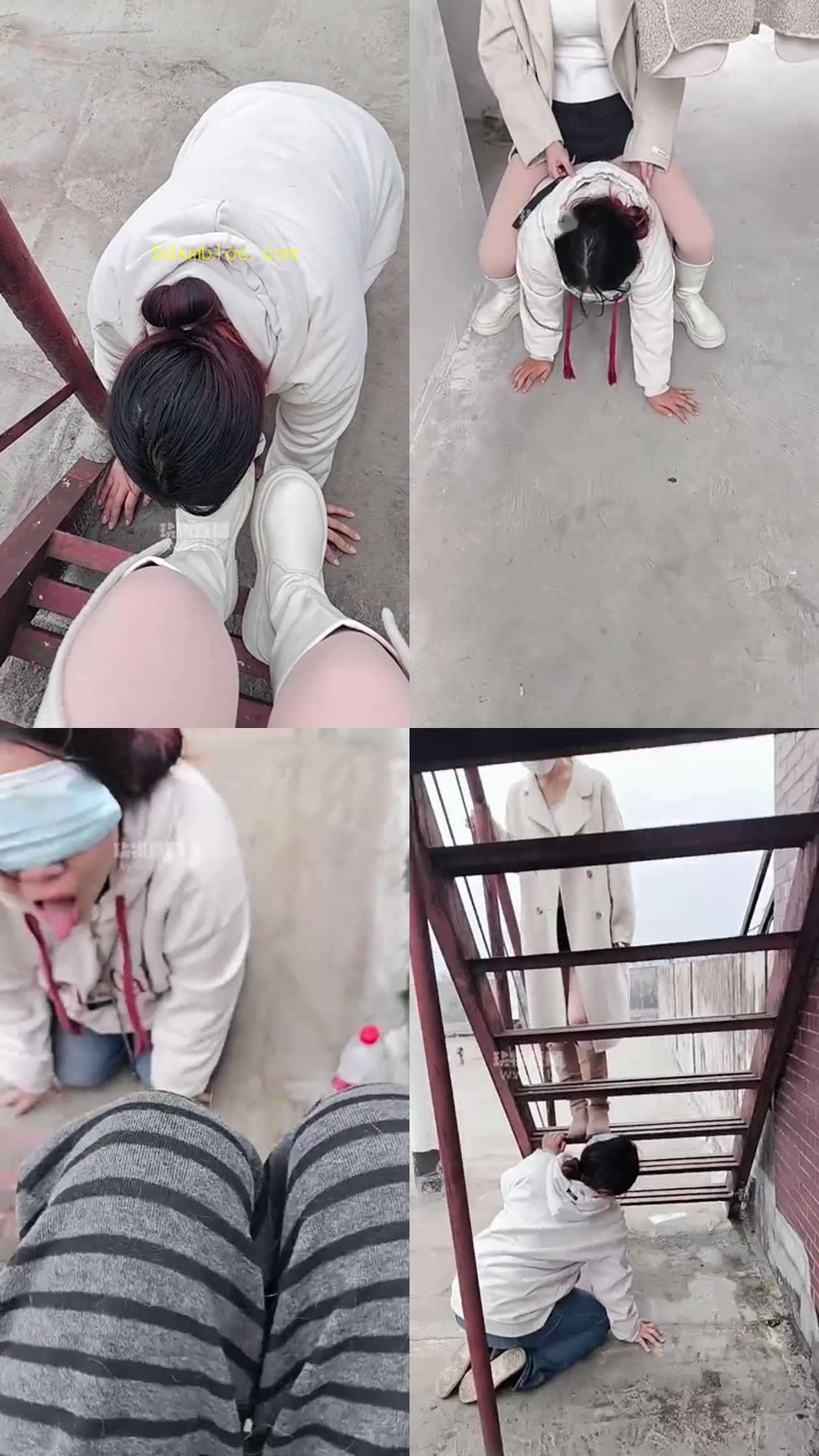 【爱可】带新闺蜜天台调教母狗女奴学姐