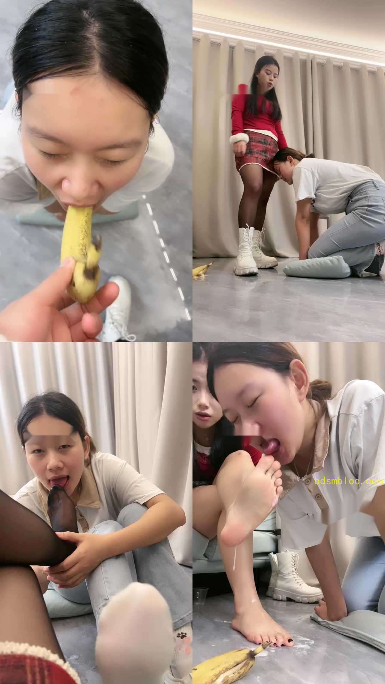【瑶瑶】母畜-踩踏香蕉喂食/清理脏鞋底/转胯sp/黑丝酸奶脚