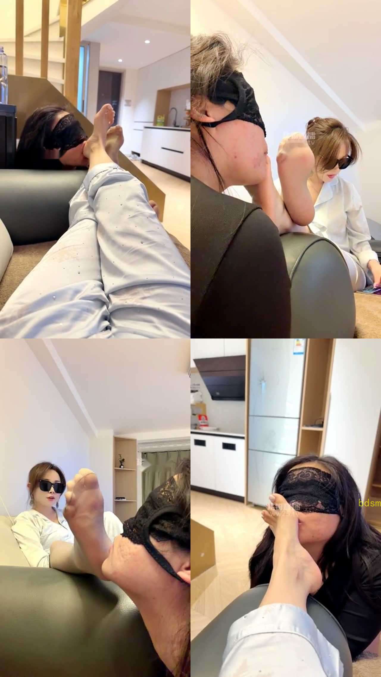【辣姐】调教母狗女奴 裸足 丝足舔脚清理圣水赏赐