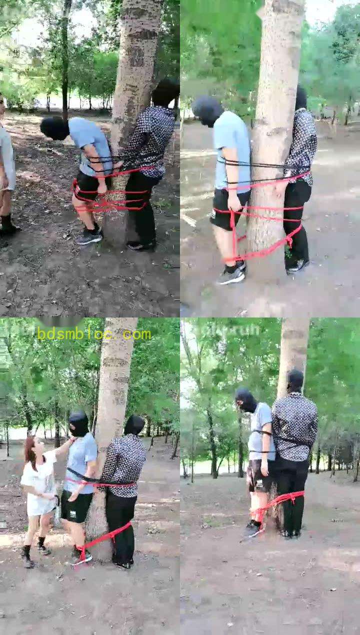 【楚琪S】双奴户外捆在树上打打打，重度打