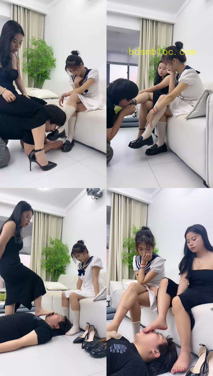【伊诺】带闺蜜入圈体验-高跟皮鞋踩踏/闻舔白丝/转胯耳光