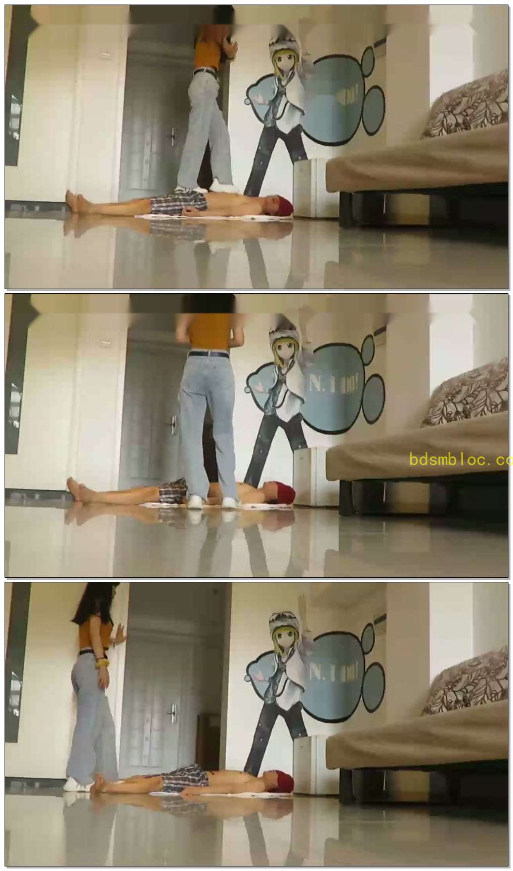 【画师女主】露脐装厚底鞋剁踩贱狗！