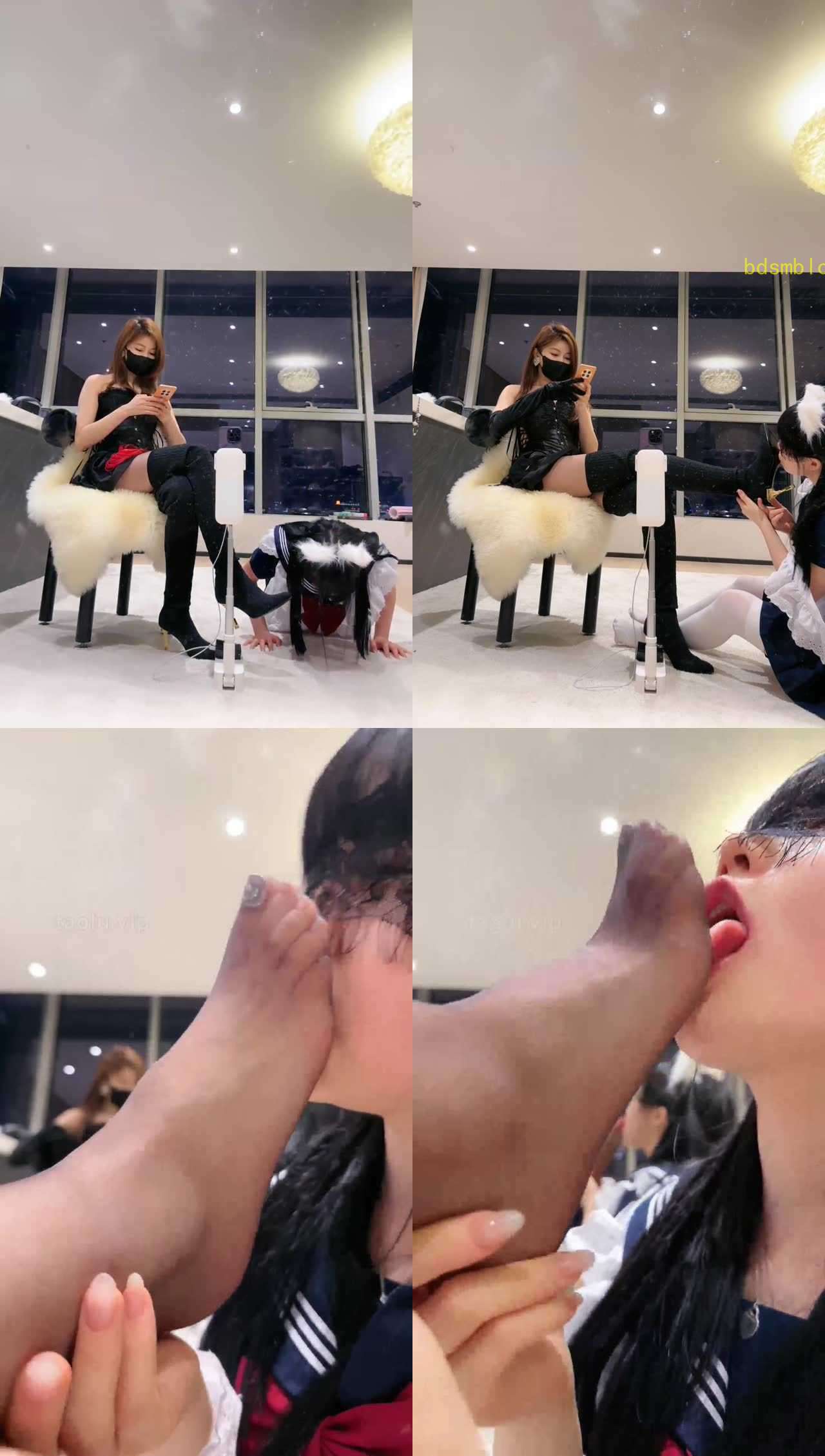 【美美子】调教女仆 侍奉主人的黑丝玉足
