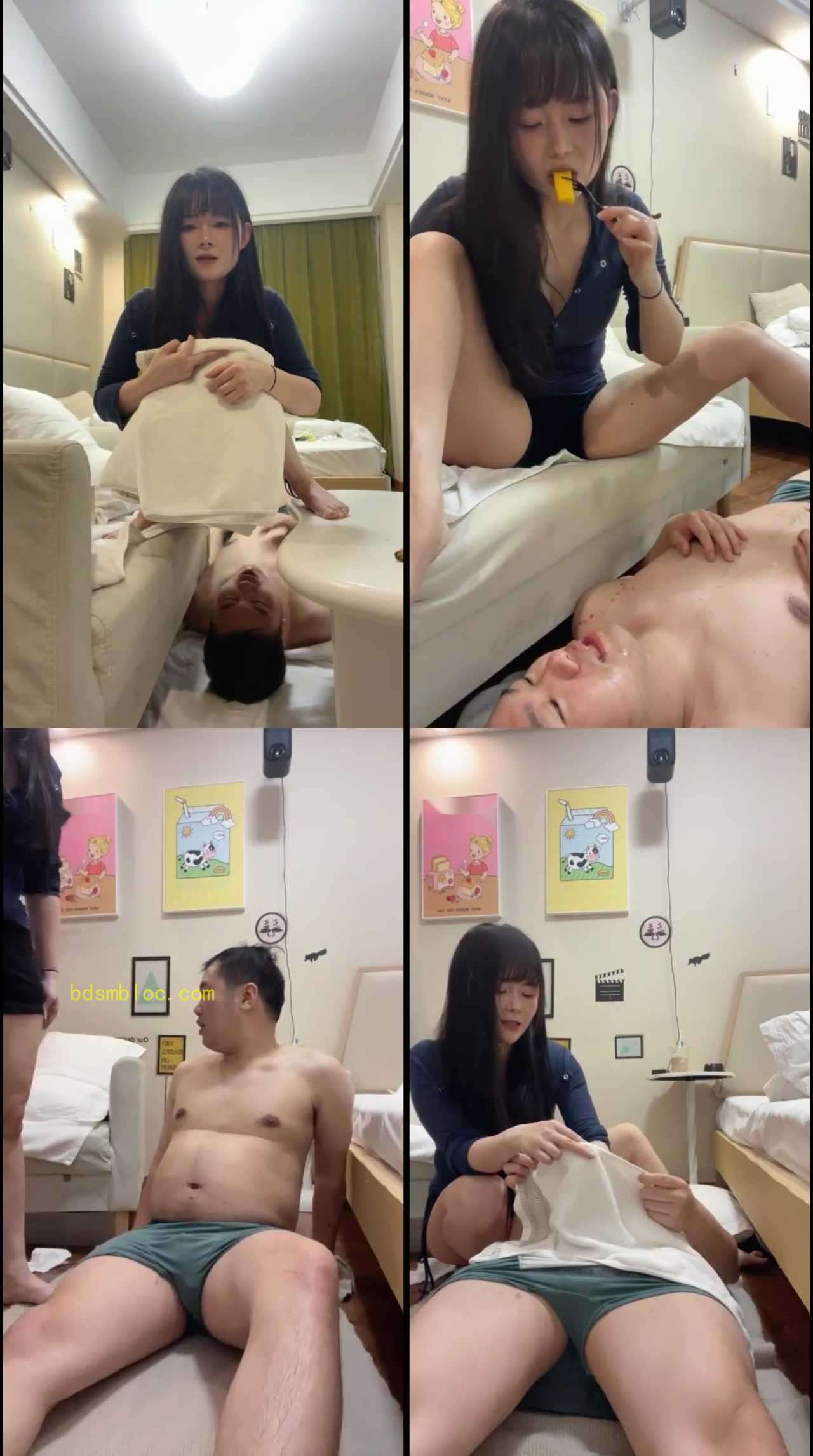 【婉纱女王】赏赐胖虎咀嚼物黄金坐脸榨汁后喂精