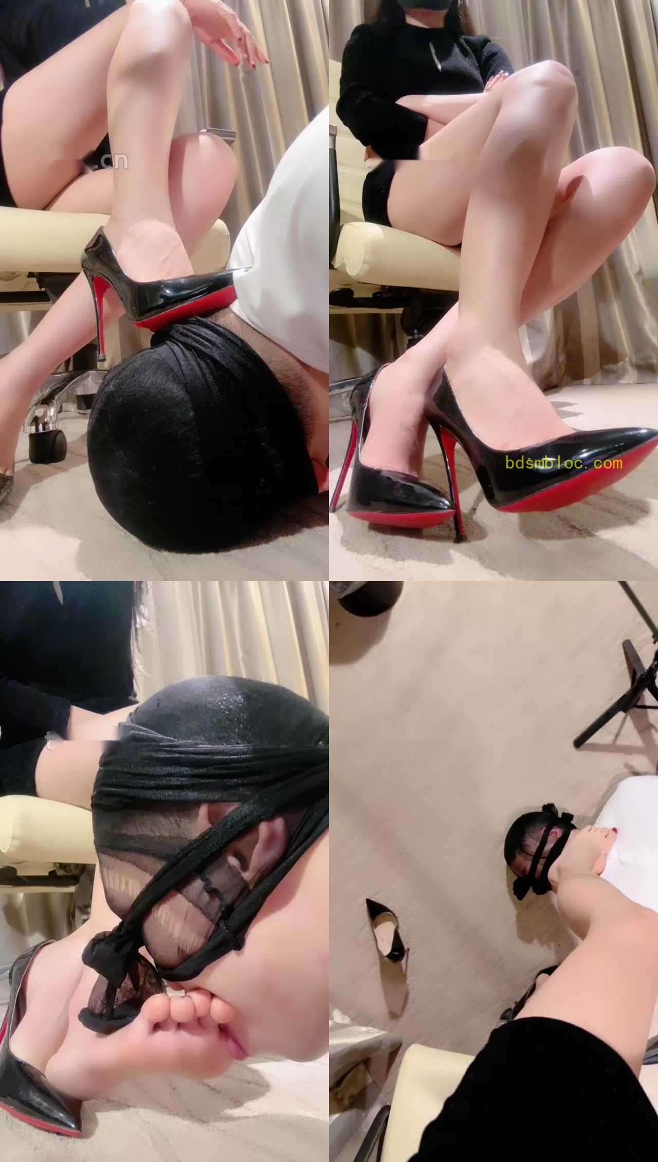 【妆主大大】高跟碾压踩狗头/近距离闻舔臭脚