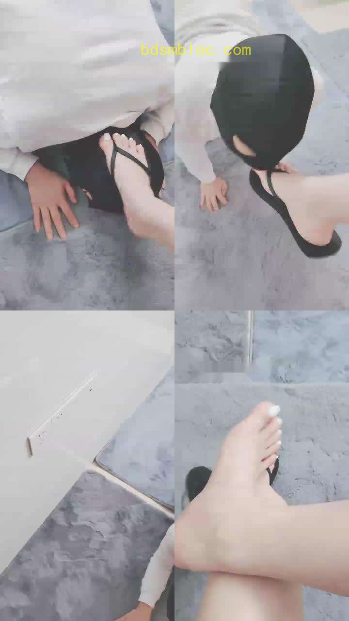 【灵竹】人字拖调教，绳子绑住下面