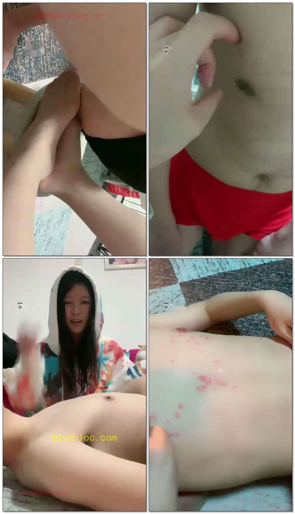 【鹿梦兮】狗子发贱舔脚，肉丝口水滴蜡