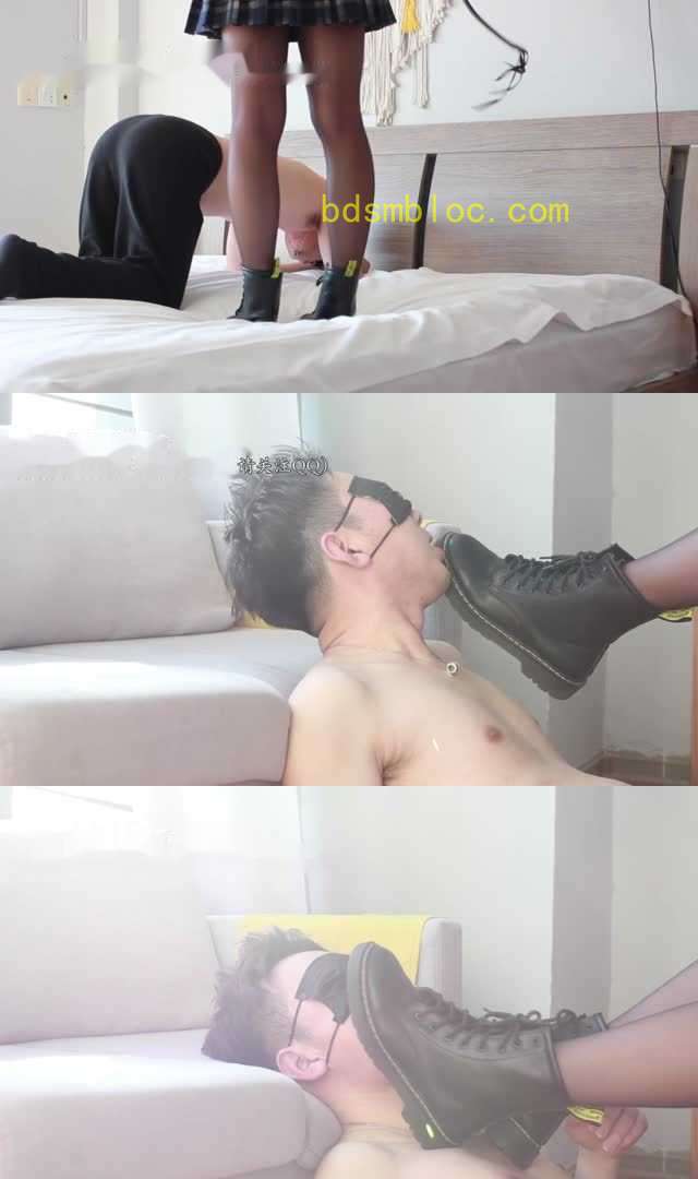 【黑丝诱惑】【陶淘】素人篇：高三学生陶淘鞭子抽打狗奴舔原味脏马丁靴鞋底