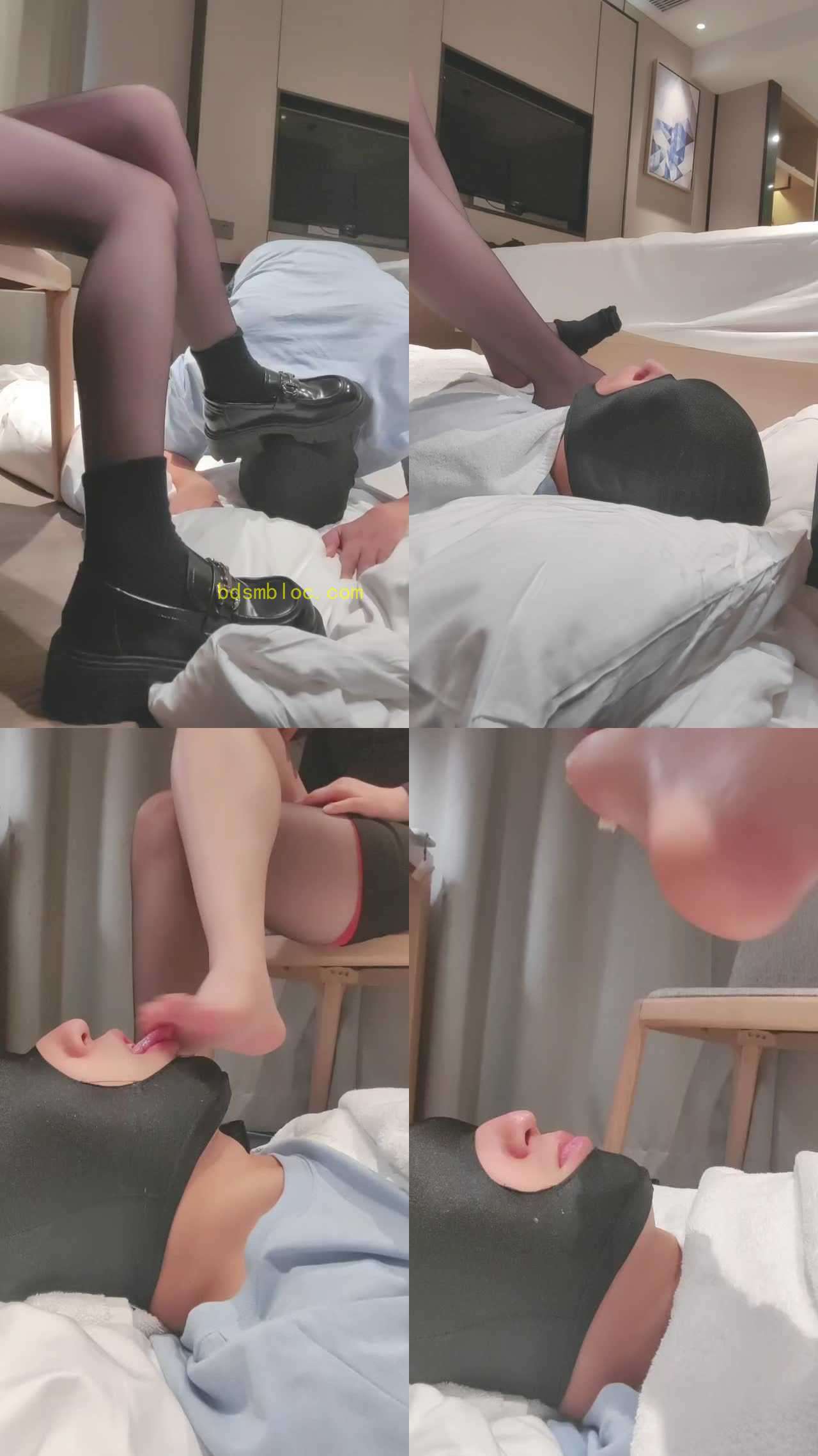 【七七】皮鞋黑棉袜丝袜虐/裸足蹂躏