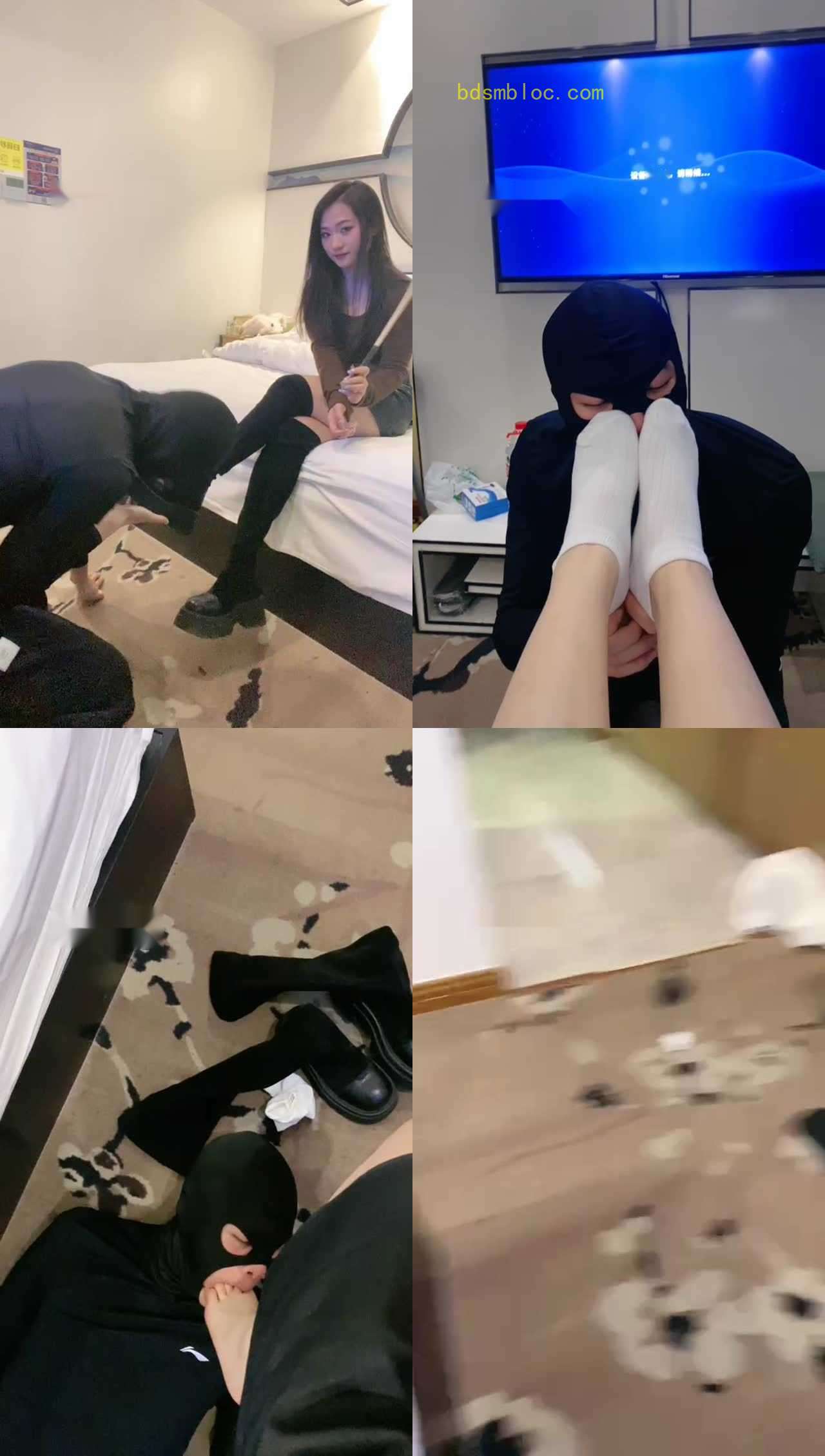【七七】跪舔脏长靴/藤条鞭打/嘴洗白袜/吃烟灰
