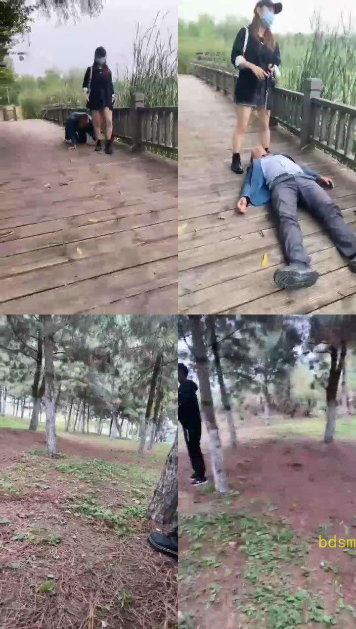 【乔安S】公园遛狗偶遇素人强制圣水