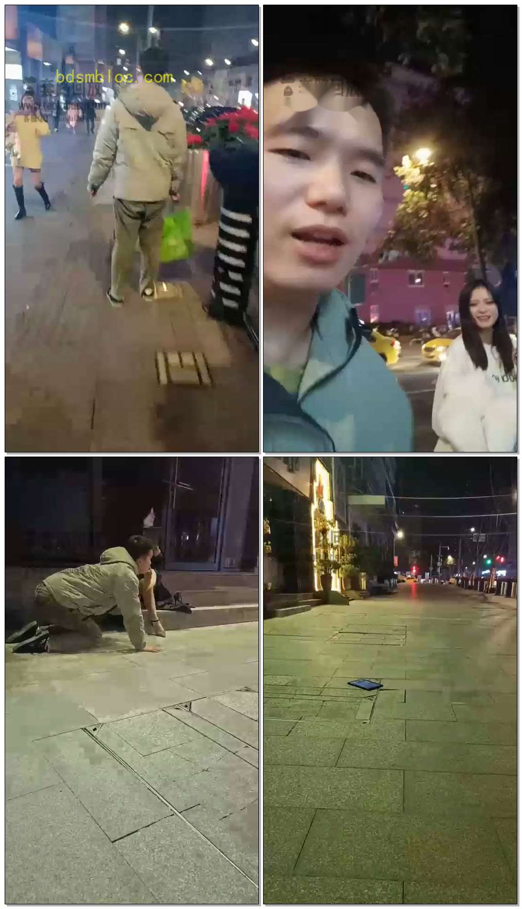 【第一帅男神】（被删视频）首次露脸极品美女小橙户外调教之搭讪路人，搭讪成功奖励舔脚，搭讪失败耳光口水