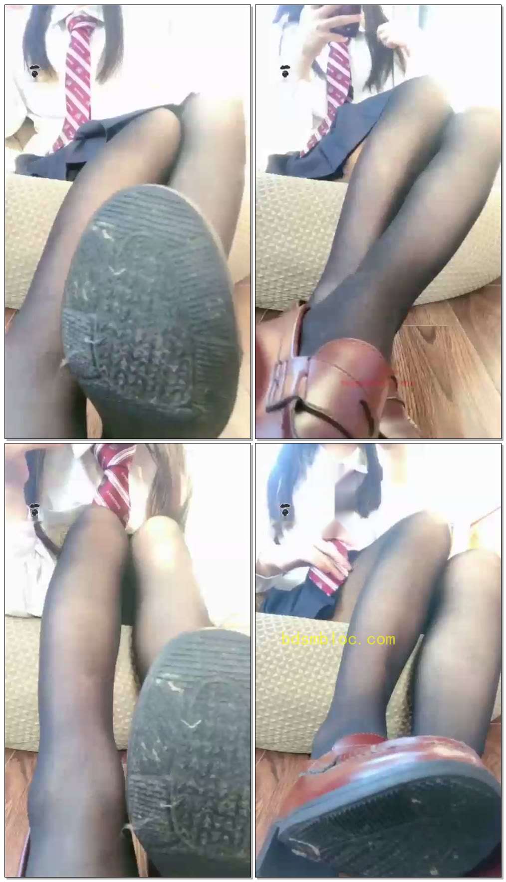 【绘子】短裙微透黑丝脏制服鞋底