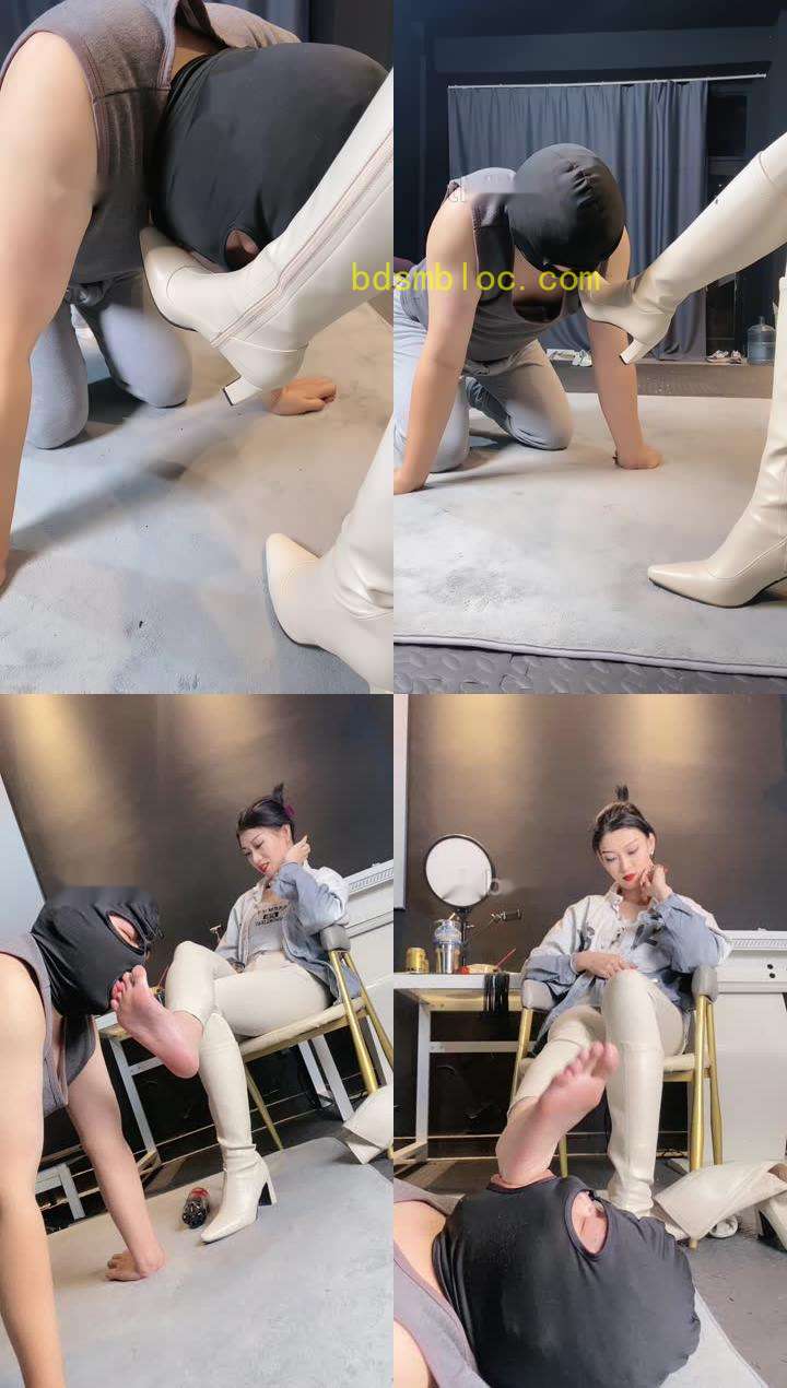 【冰诺】狗地毯舔长靴裸足
