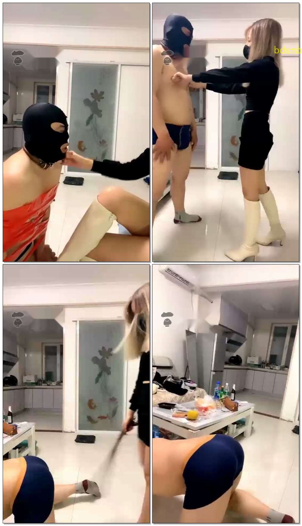 【小公主lios】白靴&amp;运动鞋，踢裆深喉虐乳暴力调教