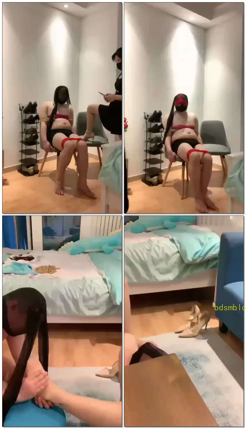 【瑾萱殿下】贱狗想要这种感觉嘛，绑起来被主人玩，打耳光【完整】