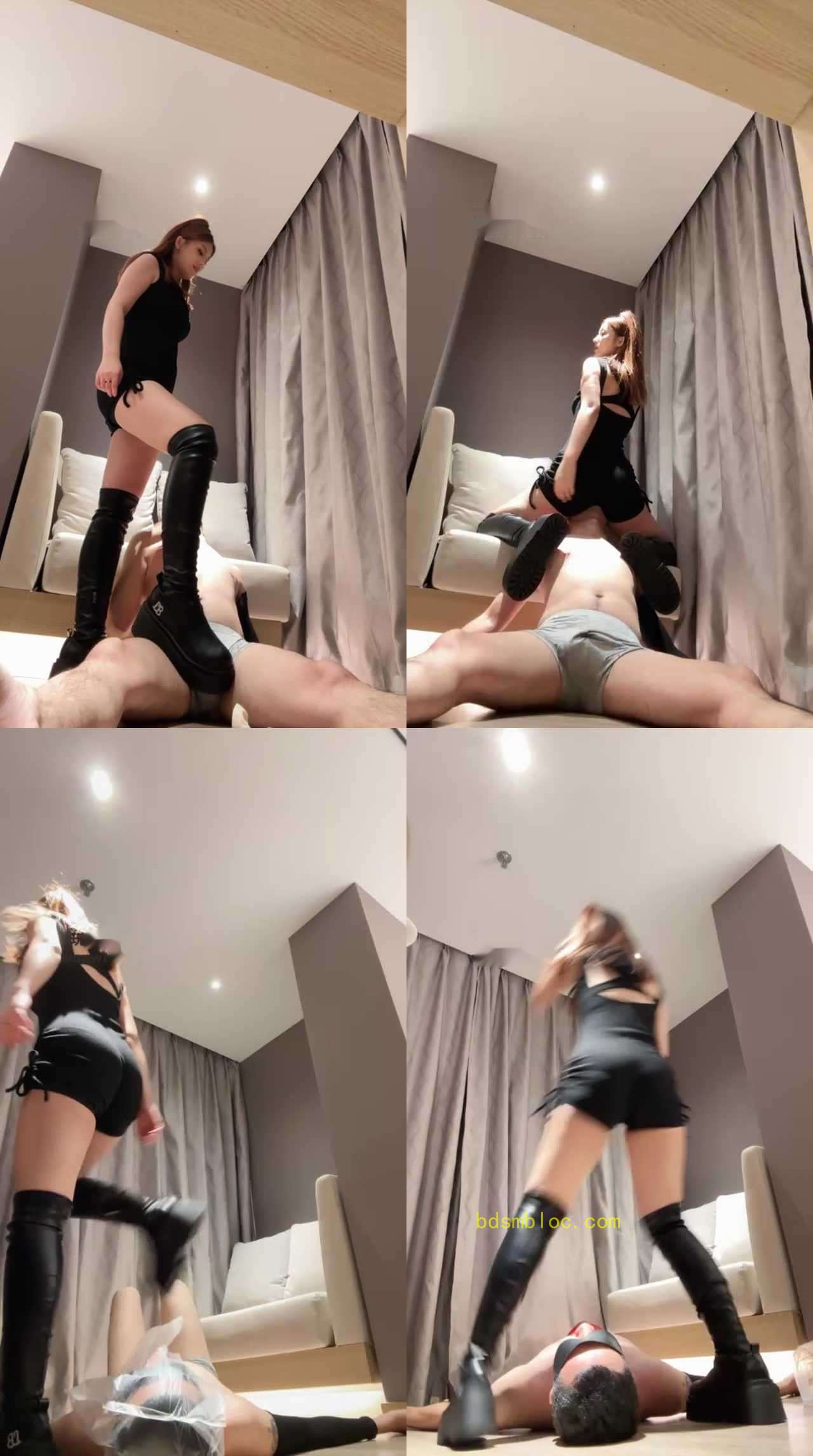 【伍玥】长靴狠跺踩踏/坐脸窒息/套头窒息/脚垫捆绑封嘴