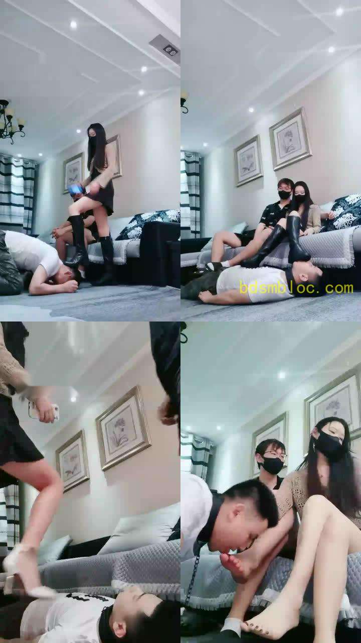 【猫神大人】剧情情侣主调教，骑马遛狗，舔脚全体重踩头，高跟虐乳
