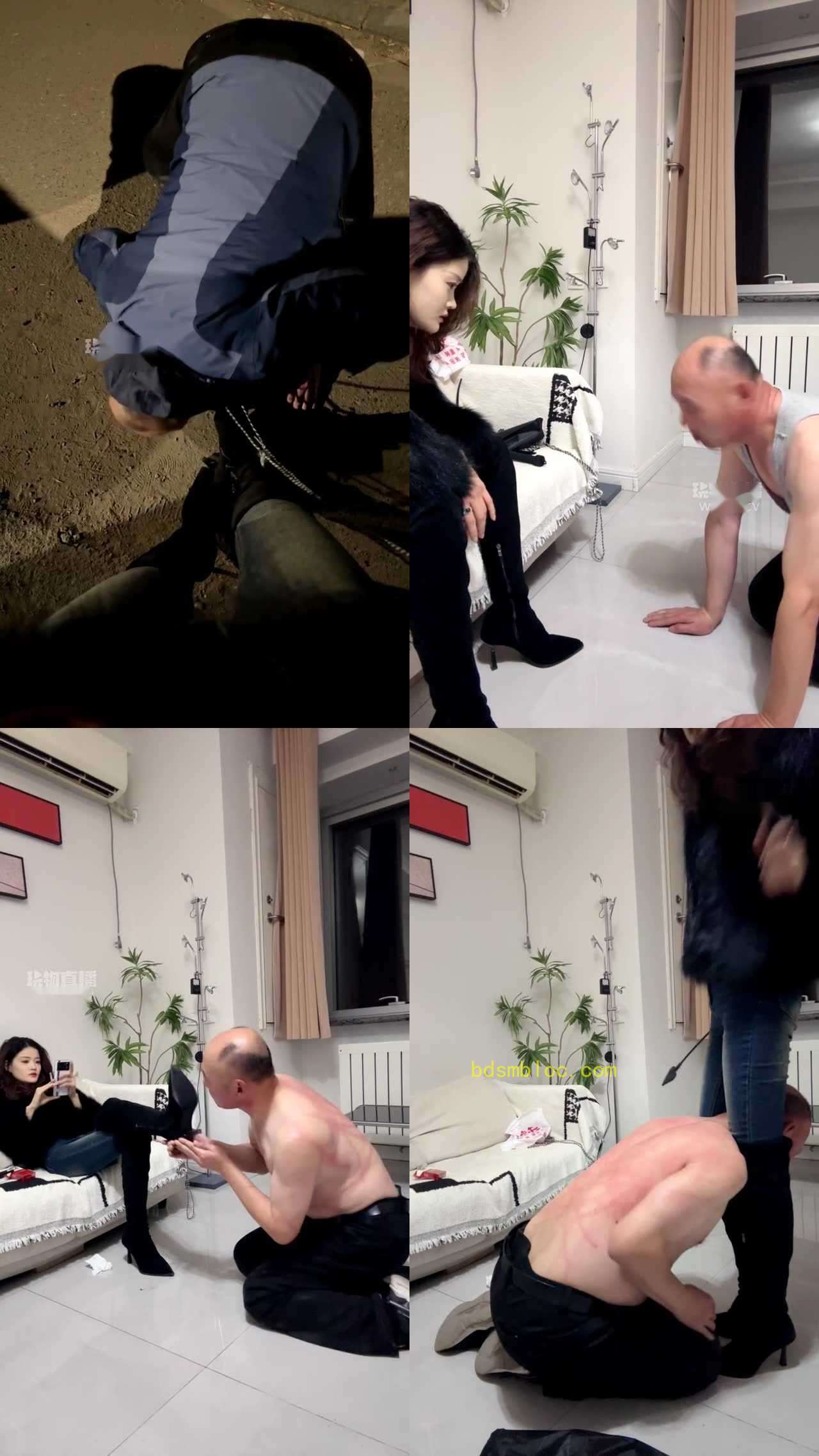 【心一s】户外清理鞋底贱狗sp耳光