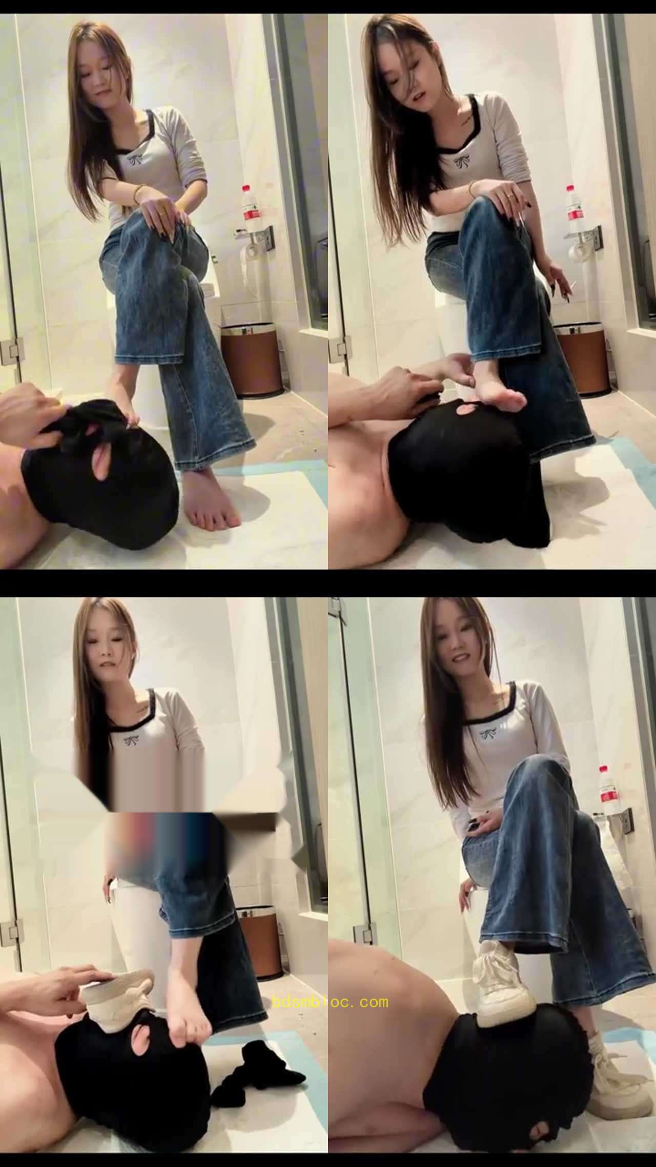 【桑朵女神】脚下的除臭机器 口水黑袜子耳光