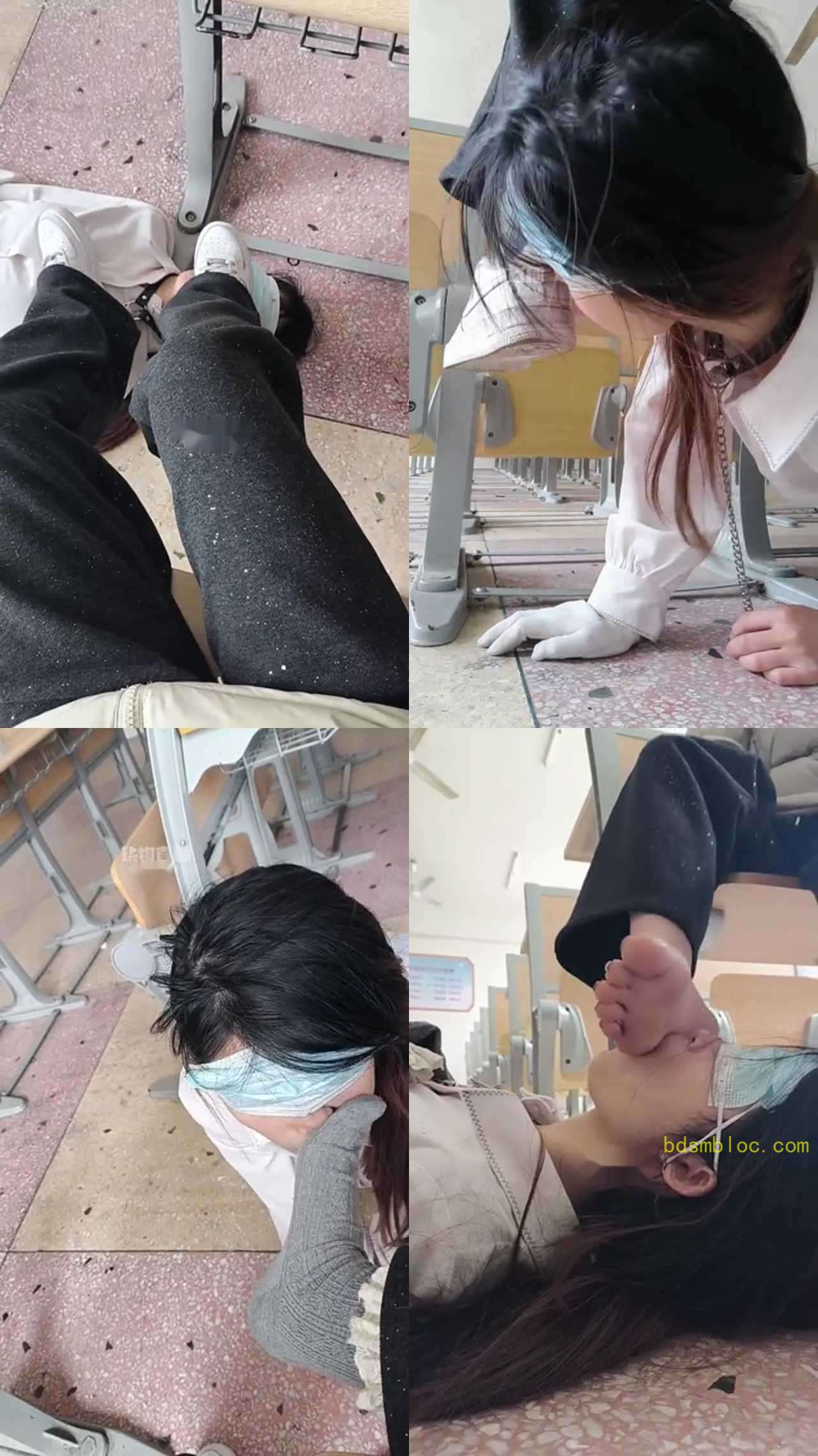 【爱可】教室调教学姐母狗女奴脏 鞋底清理 除臭舔脚
