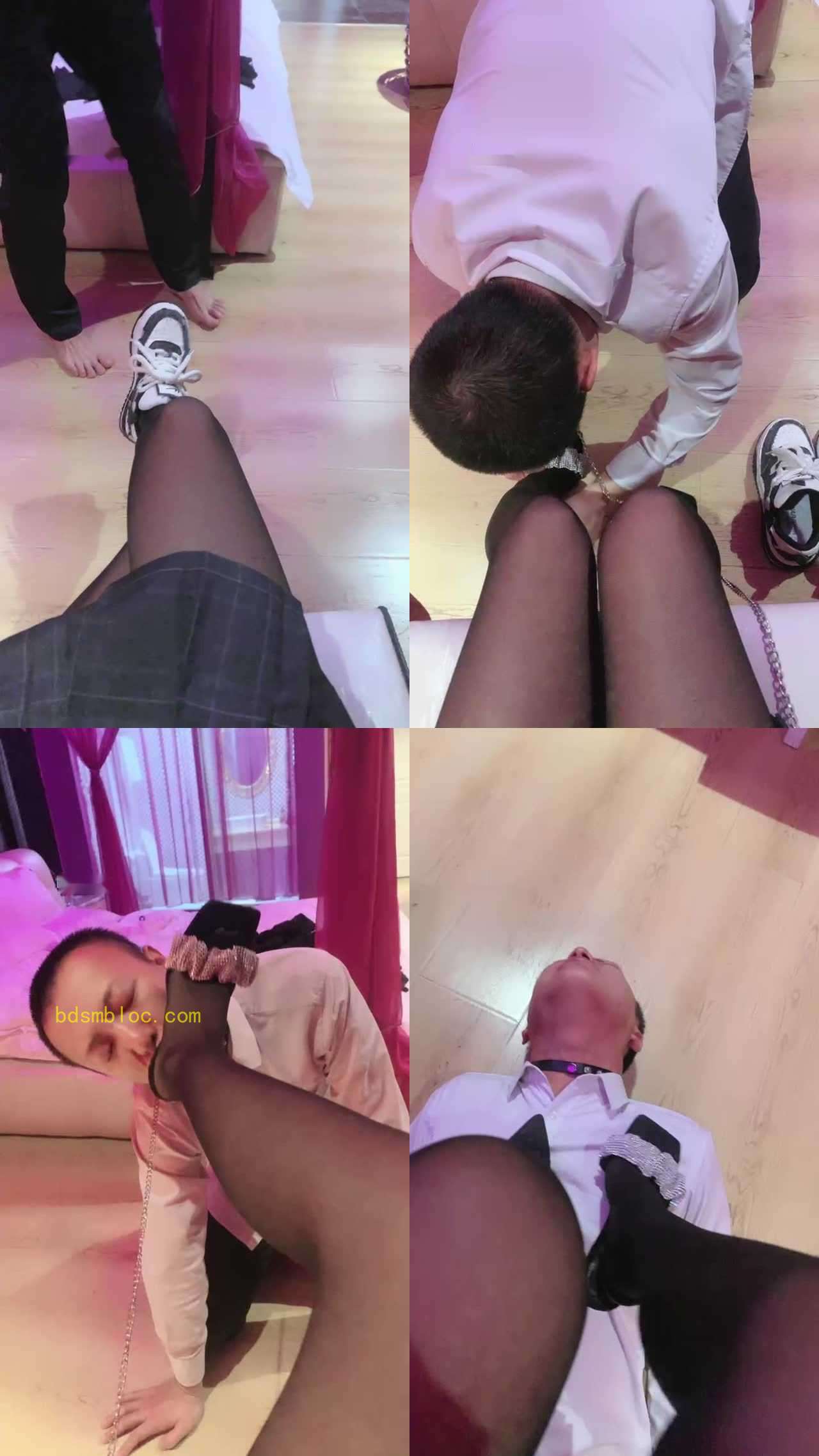 【于于鱼】高跟踩踏碾压-狗链拴狗-舔运动鞋黑丝高跟