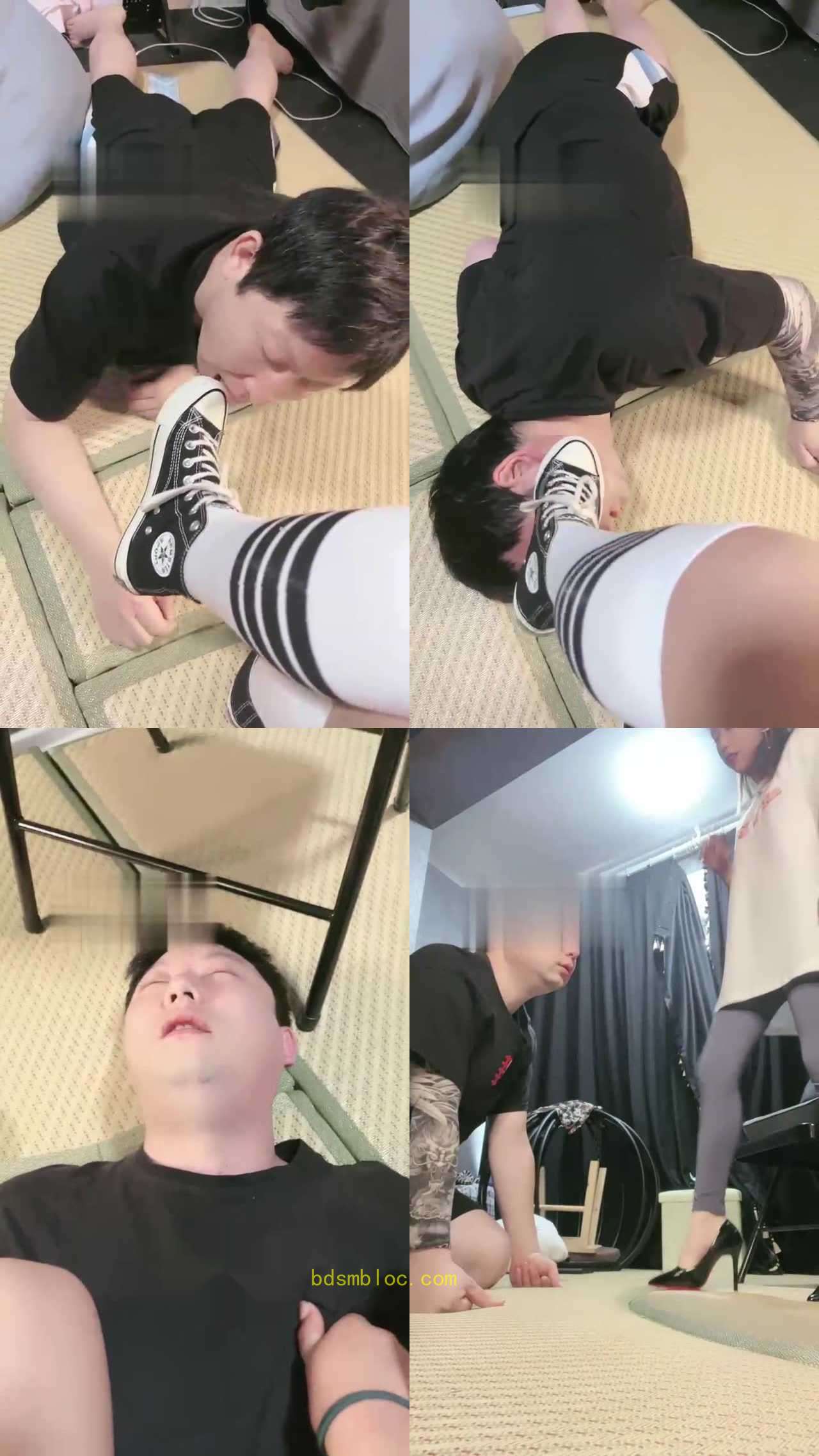 【妮可】学生S帆布鞋过膝袜辱狗