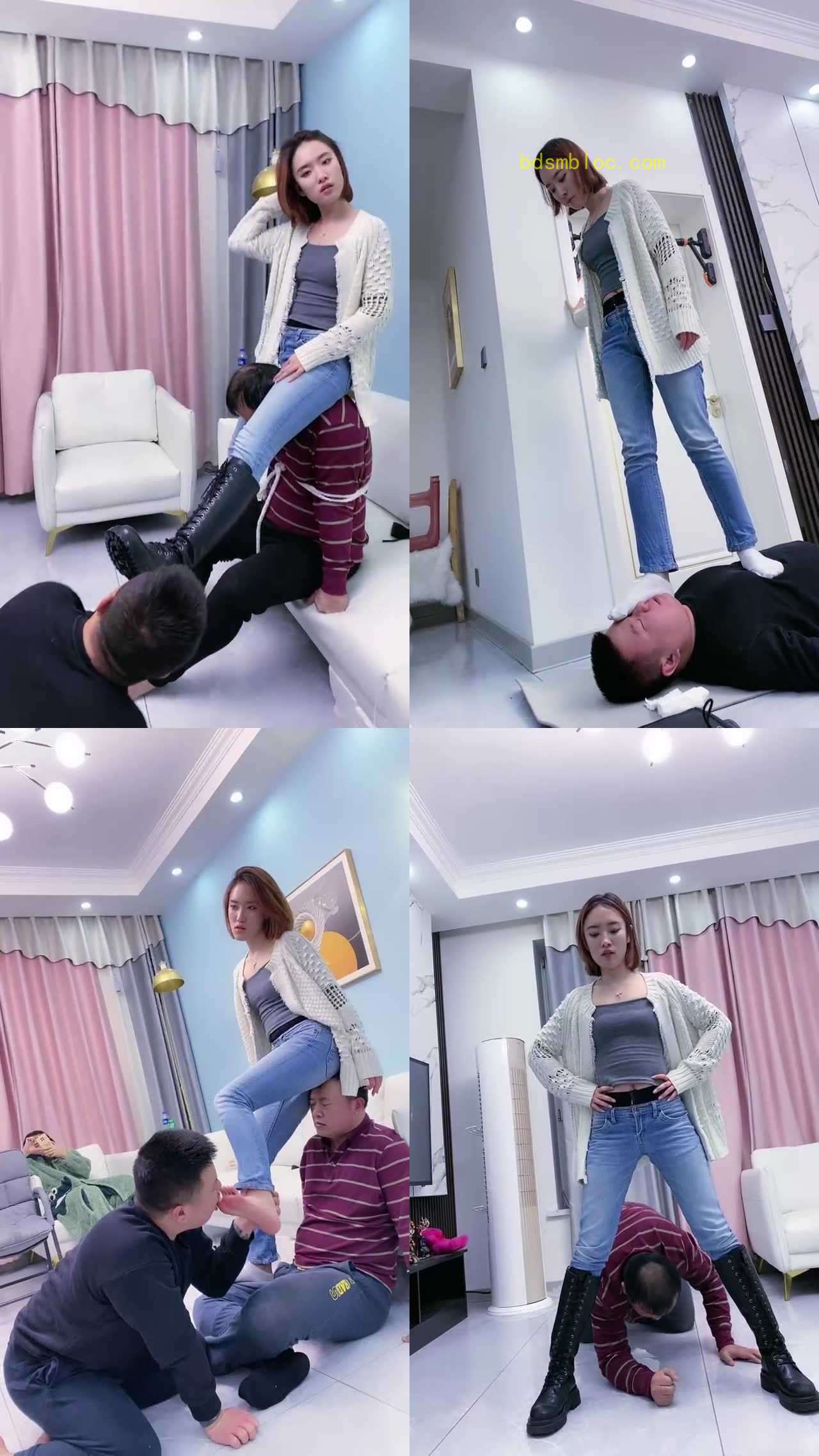 【麋鹿银儿】长靴S超暴力虐打父子狗/骑马踩踏/非人虐打