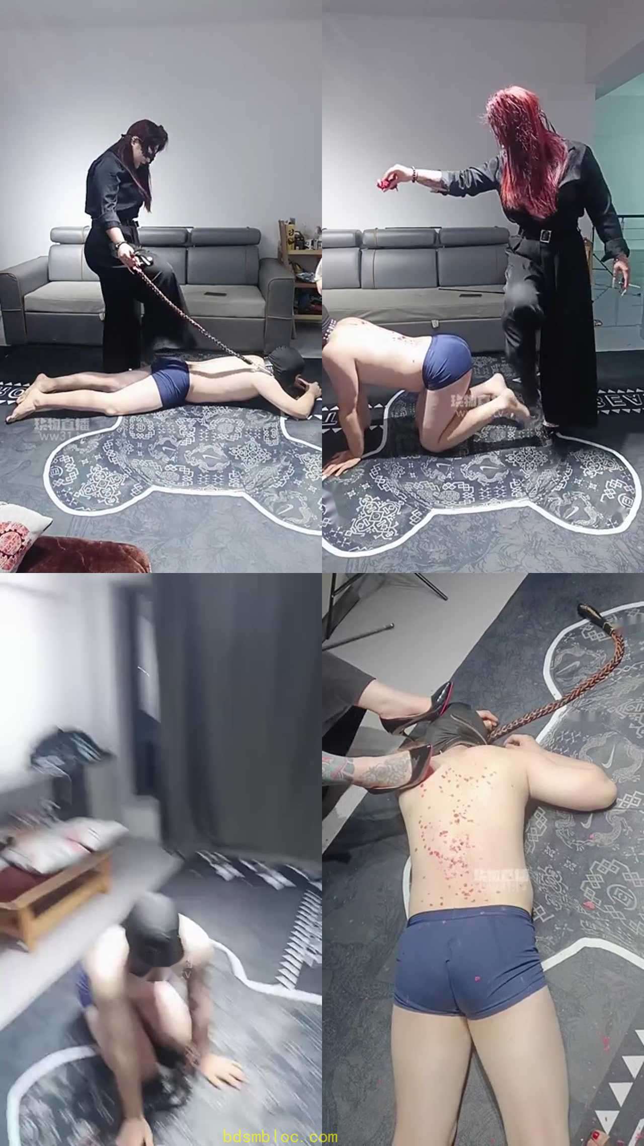 【未知女主】双BBW女神狠鞭打滴蜡耳光刑虐贱狗哭喊不断
