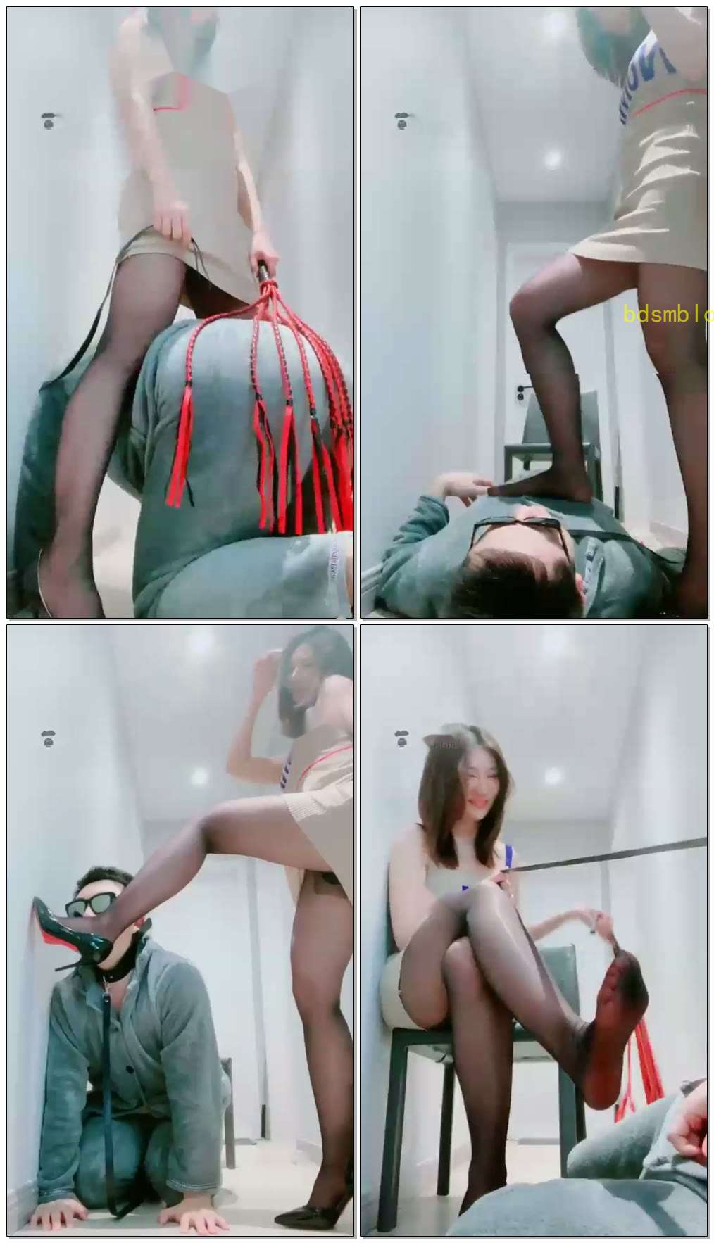 【久玄S】贱狗跪下仰视，丝足耳光，踩翻男邻居
